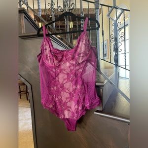 Torrid Curve Lace Bodysuit Lingerie, Purple, 2x